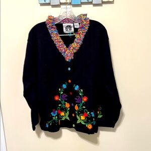 Storybook Knits Women’s Colorful Embroidered Sweater / Size L / Brand NWT